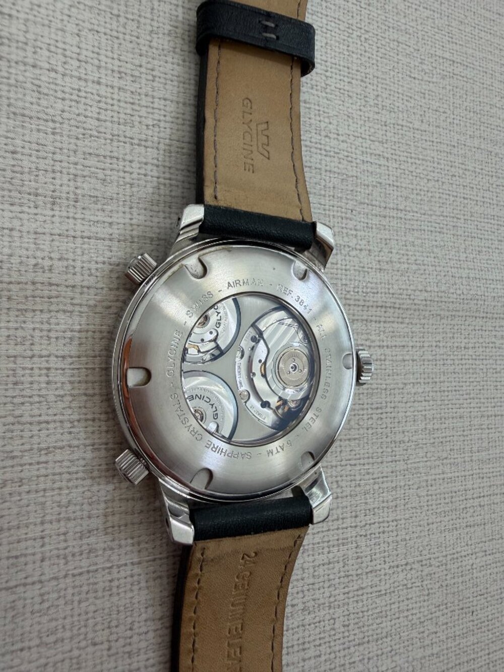 GLYCINE Airman 7  GMT  Triple Automatic Black Grey Swiss Made Watch - Picture 11 of 11